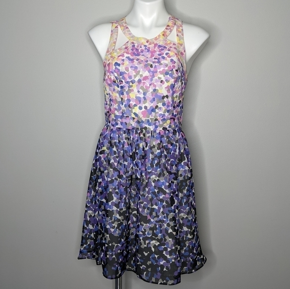 ✨3/$15 Guess pink purple confetti cage dress 4
